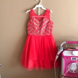 Girls coral pink dress size 8